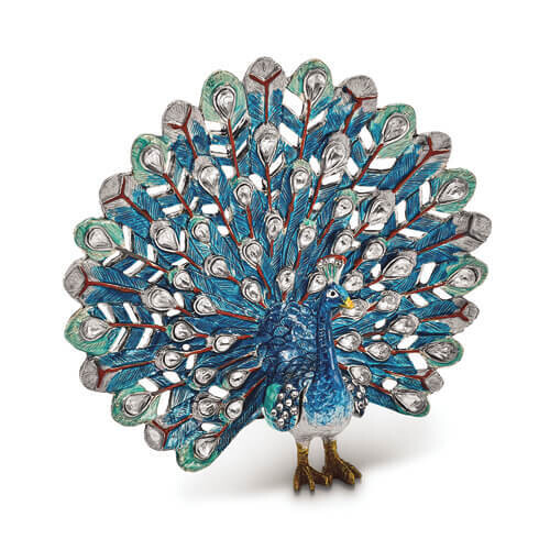 Bejeweled IRIDESCENCE Blue Peacock Trinket Box