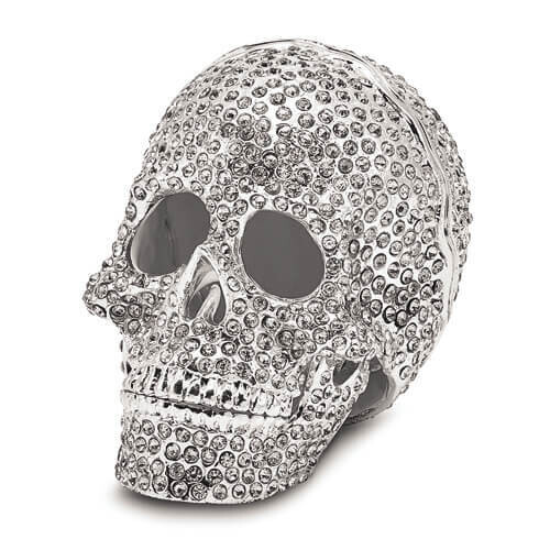 Bejeweled TREASURE TROVE Full Crystal Skull Trinket Box