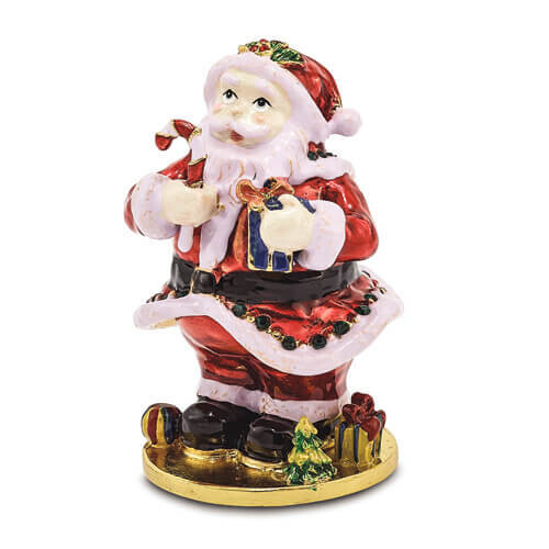 Bejeweled CHRISTMAS CALLER Santa Claus Trinket Box