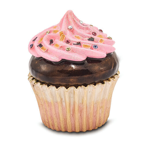 Bejeweled BERRIES 'N CREME Chocolate Cupcake Trinket Box