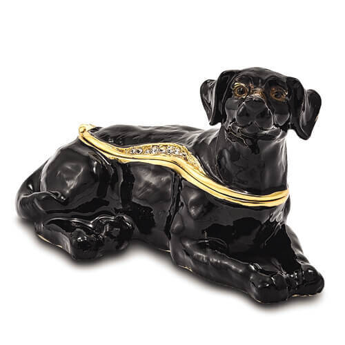 Bejeweled KOOP Black Labrador Retriever Trinket Box