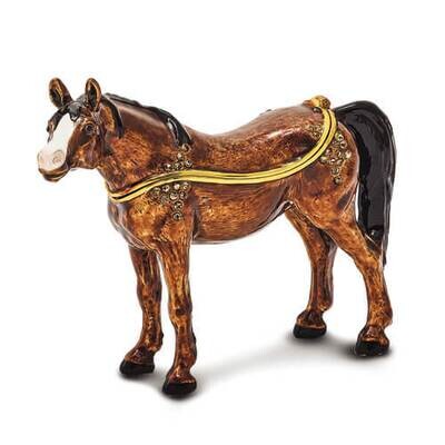 Bejeweled HARRIET Brown Horse Trinket Box