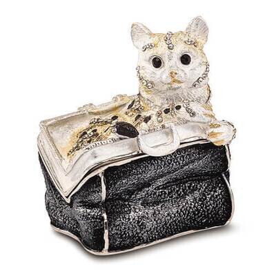 Bejeweled MISS KITTY Cat in Purse Trinket Box