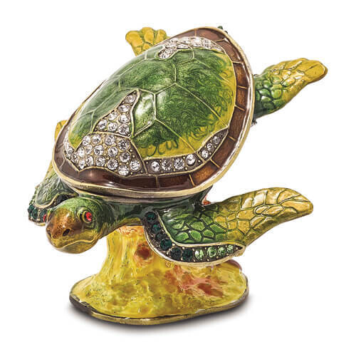 Bejeweled ROXY Reef Dweller Sea Turtle Trinket Box