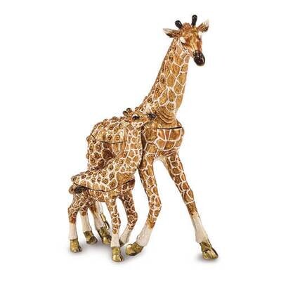 Bejeweled GINA & GEORGIE Mother & Baby Giraffes Trinket Box