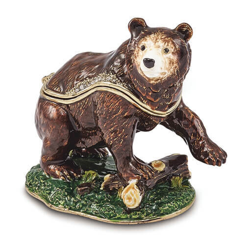 Bejeweled CODY Kodiak Bear Trinket Box