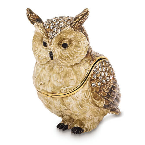 Bejeweled HOOTIE Horned Owl Trinket Box