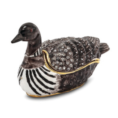 Bejeweled CARLO Loon Duck Trinket Box