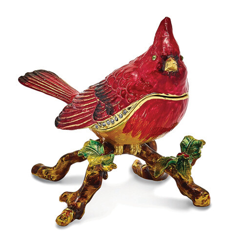 Bejeweled CHARLIE Red Cardinal Trinket Box