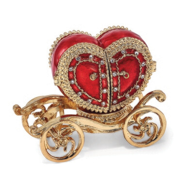 Bejeweled SCARLET HEART Carriage Trinket Box