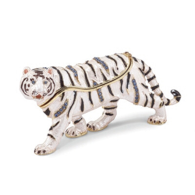 Bejeweled MALA White Tiger Trinket Box