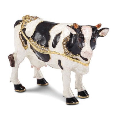 Bejeweled BESSIE Holstein Cow Trinket Box