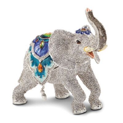 Bejeweled BAKUL Full Crystal White Elephant Trinket Box - Special Order, Not Returnable