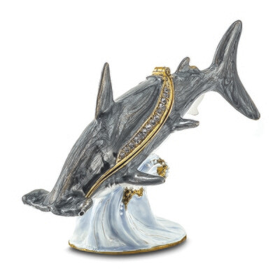 Bejeweled CLOBBER Hammerhead Shark Trinket Box