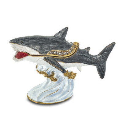 Bejeweled ACE Great White Shark Trinket Box