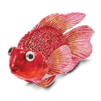Bejeweled FLORA Red & Pink Fish Trinket Box