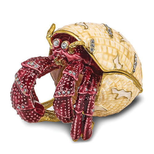 Bejeweled HERMAN Red Leg Hermit Crab Trinket Box