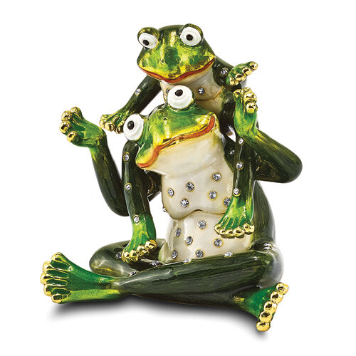 Bejeweled MAMA & TAD Frog Mother and Child Trinket Box