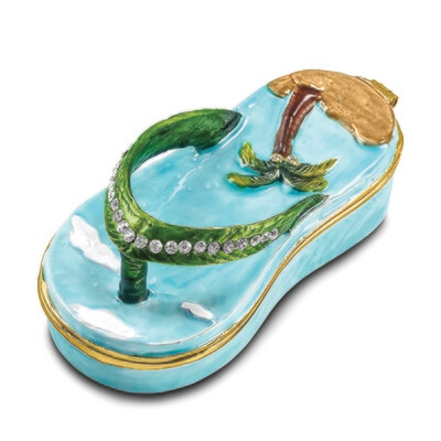 Bejeweled SANDY TOES Sandal with Palm Tree Trinket Box