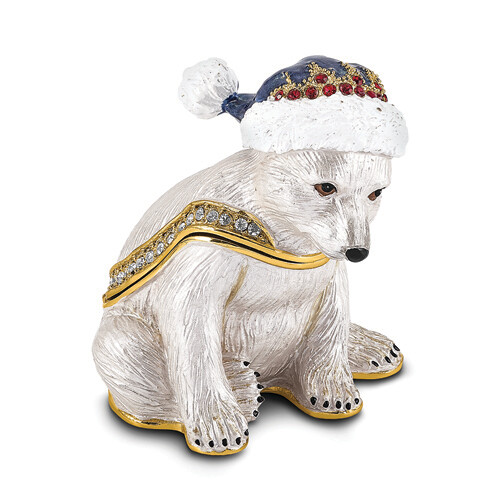 Bejeweled NOELLE Cuddly Polar Bear Cub Trinket Box