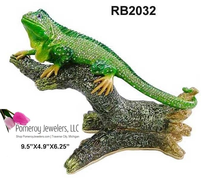 Green Lizard on a Branch Trinket Box - Special Order, Not Returnable