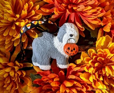 Old English Sheepdog | Halloween Trick or Treat Hand Painted Ornament & Decorative Magnet