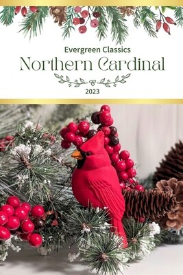 New! Larger Northern Cardinal Perching | Hand Painted Christmas Ornament, Decorative Magnet