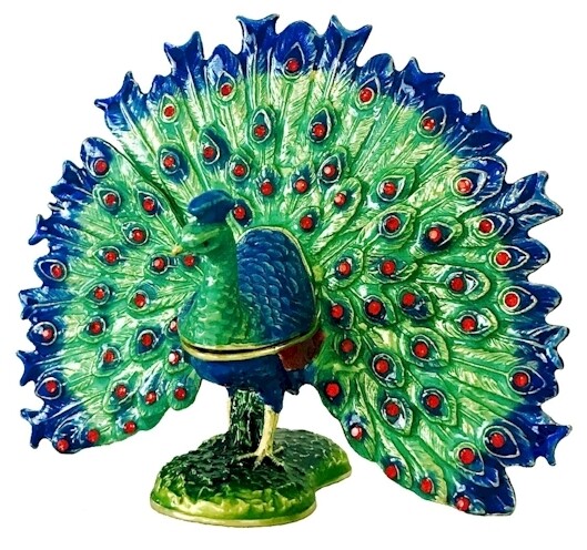 Fanned Peacock Trinket Box