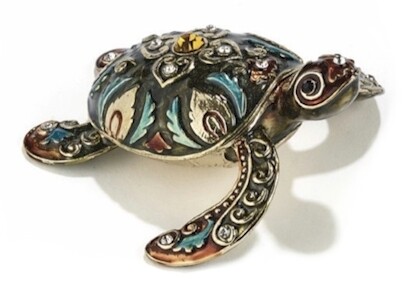 Decorated Sea Turtle Trinket Box