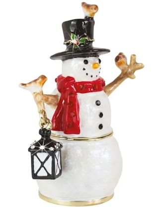 Snowman with Top Hat Lantern and Robins