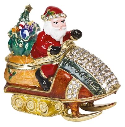 Santa Delivering Toys on Snowmobile
