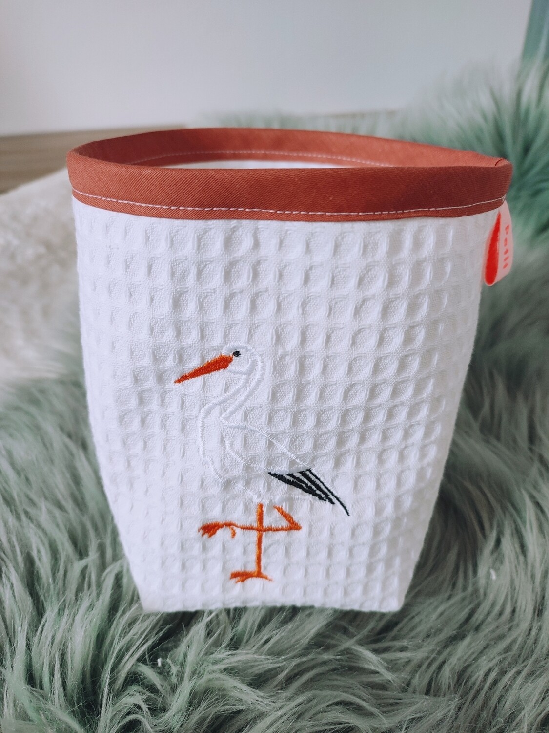 Panière à lingettes cigogne terracotta 