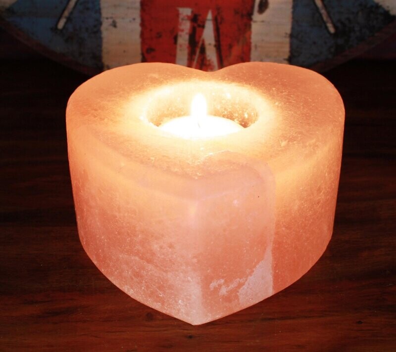 Himalayan Salt Heart T-Light Candle Holder  Medium