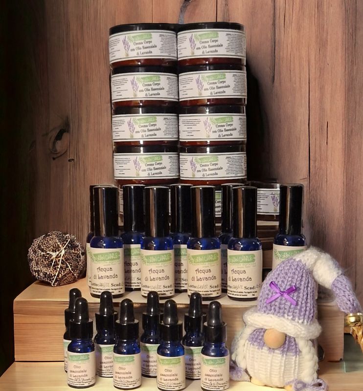 Set 3 prodotti a base di lavanda di montagna Gran Charl - 
Crema Corpo, Acqua di Lavanda e Olio essenziale