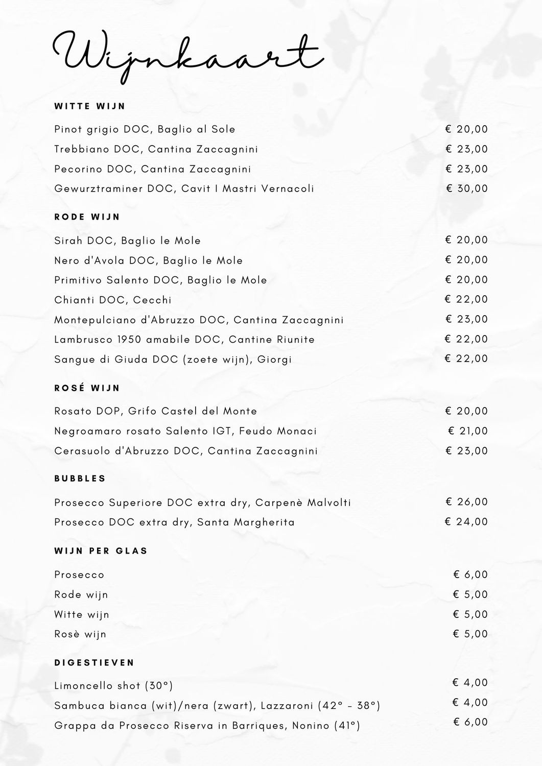 Ter plaatse Menu