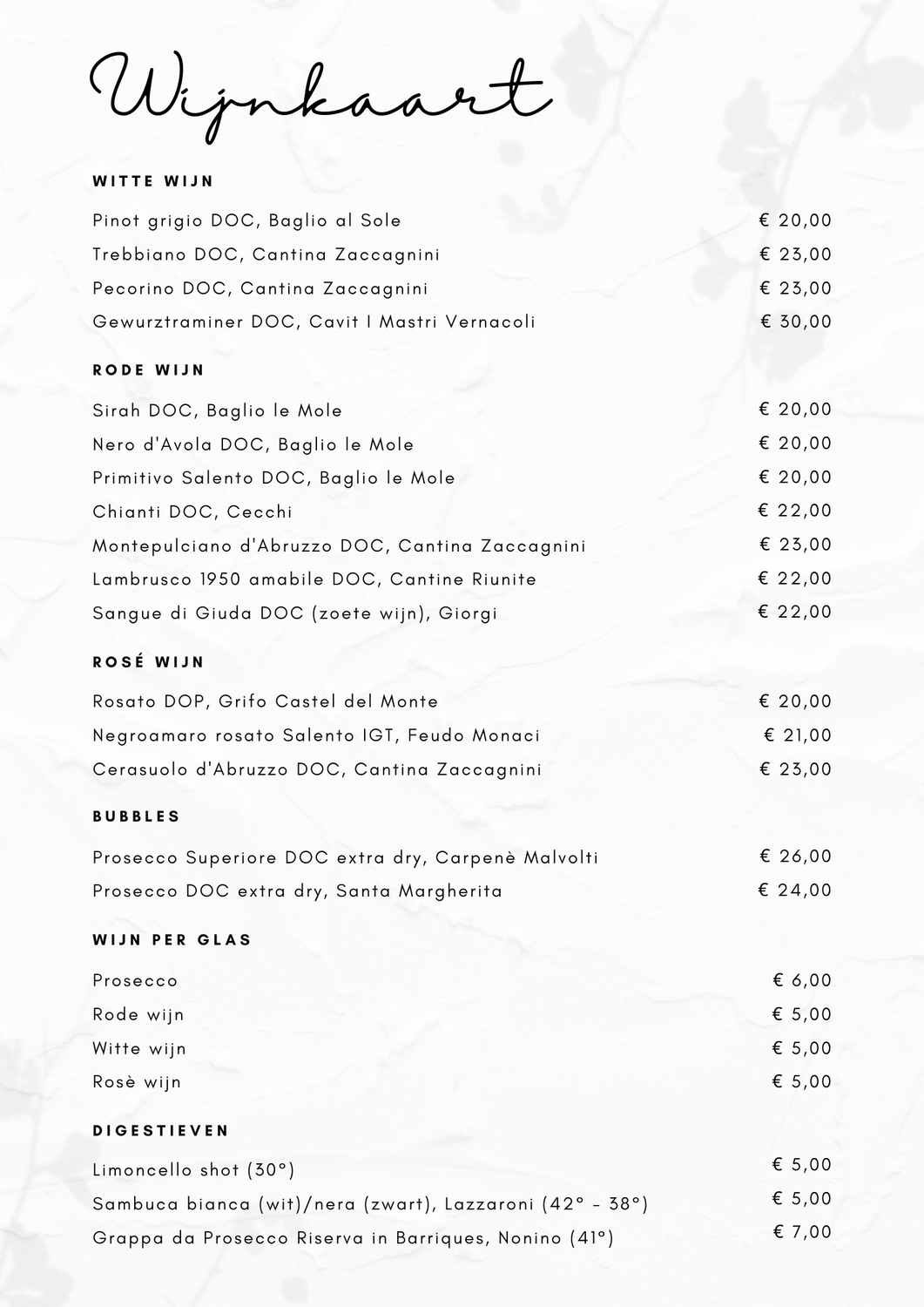Ter plaatse Menu