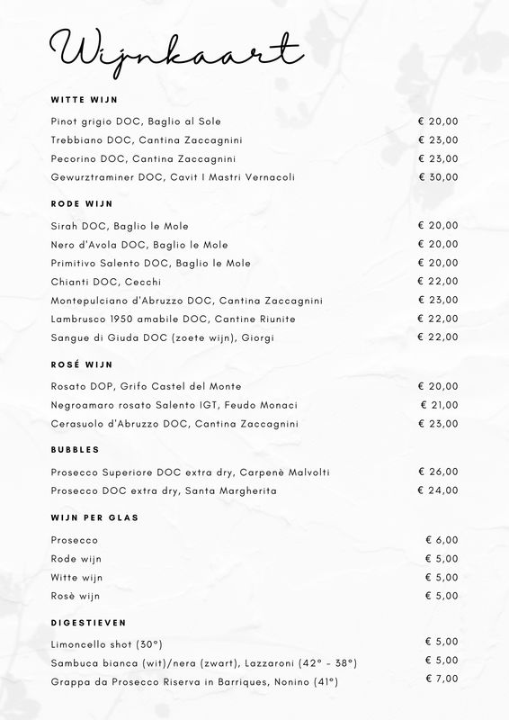 Ter plaatse Menu