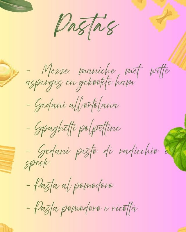 Pasta’s van de week