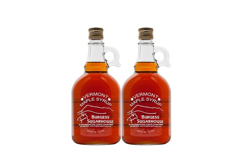 Two - Liter (33.8 fl oz, slightly more than a quart) Glass Jugs of Pure Vermont Maple Syrup