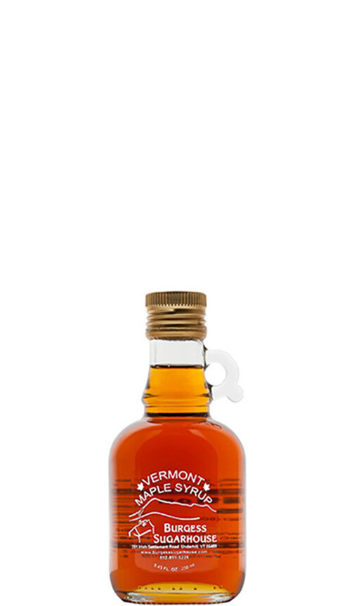 One - 250ml (8.5 fl oz, slightly more than a half pint) Glass Jugs of Pure Vermont Maple Syrup