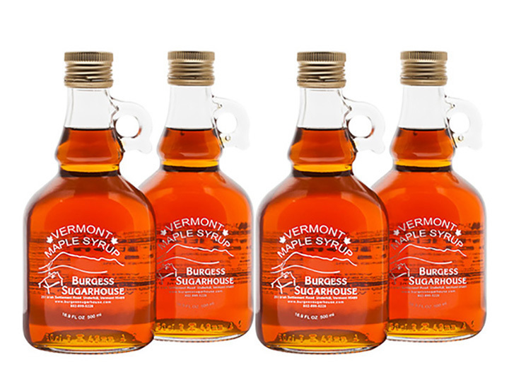 Four - 500ml (16.9 fl oz, slightly more than a pint) Glass Jugs of Pure Vermont Maple Syrup