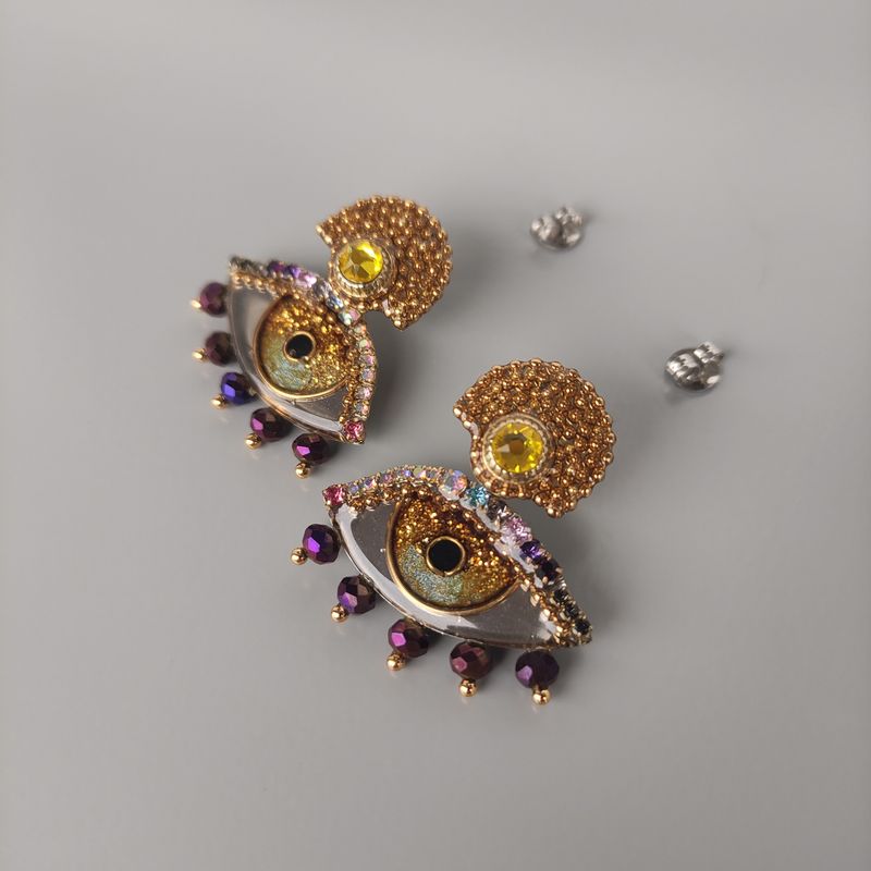 Eye Earrings with Crystal Beads