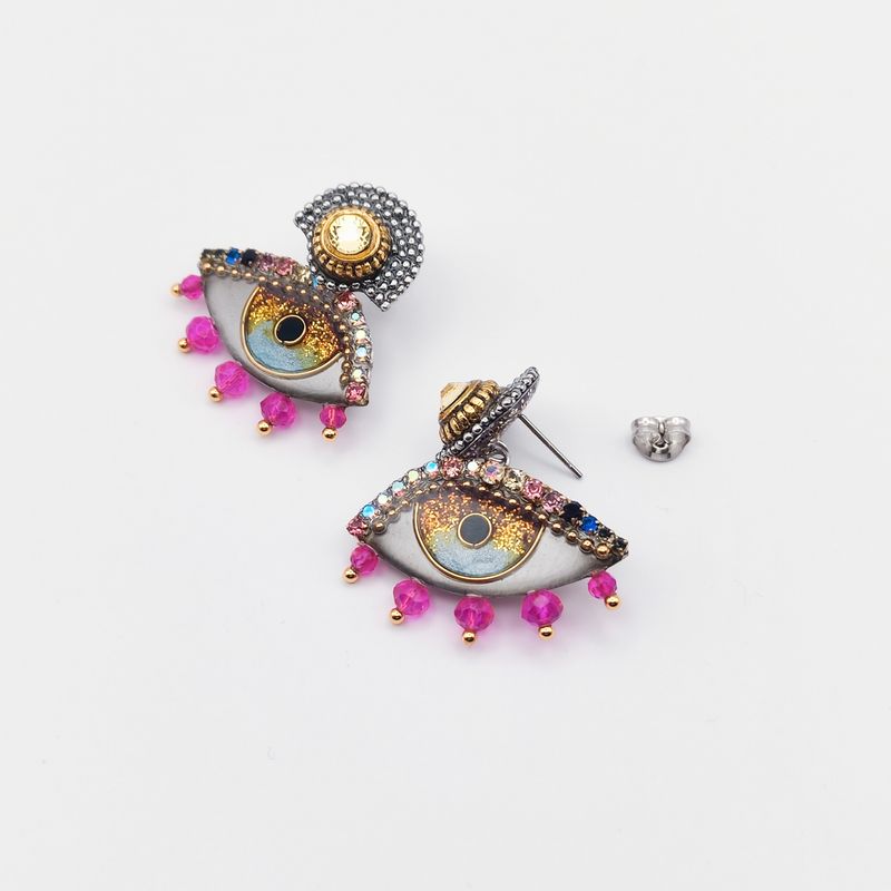 Eye Earrings with Crystal Beads