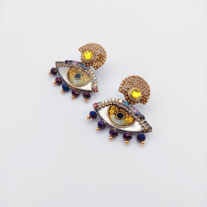 Eye Earrings with Crystal Beads