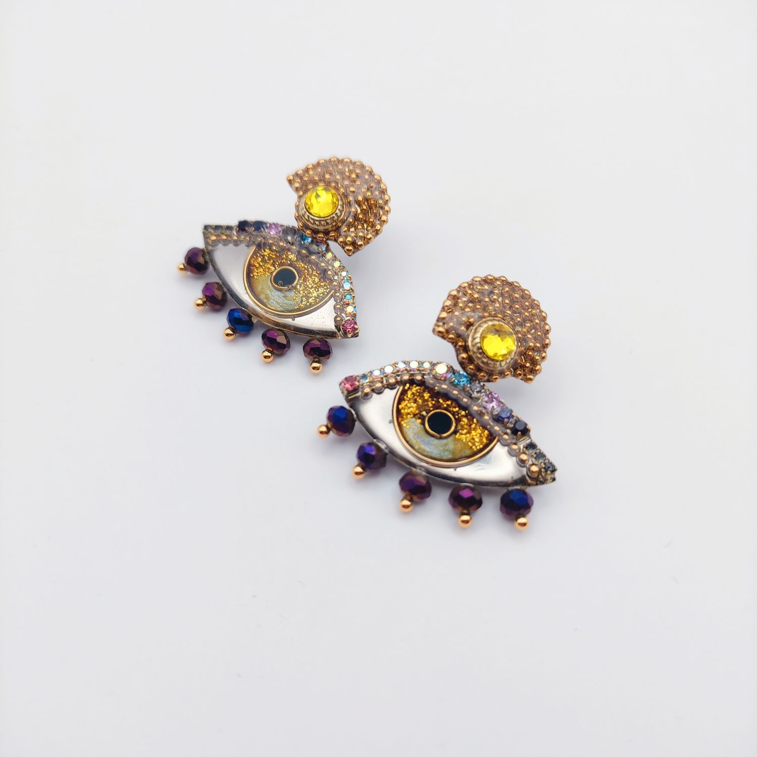 Eye Earrings with Crystal Beads