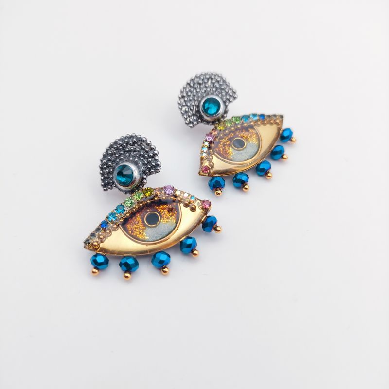 Eye Earrings with Crystal Beads