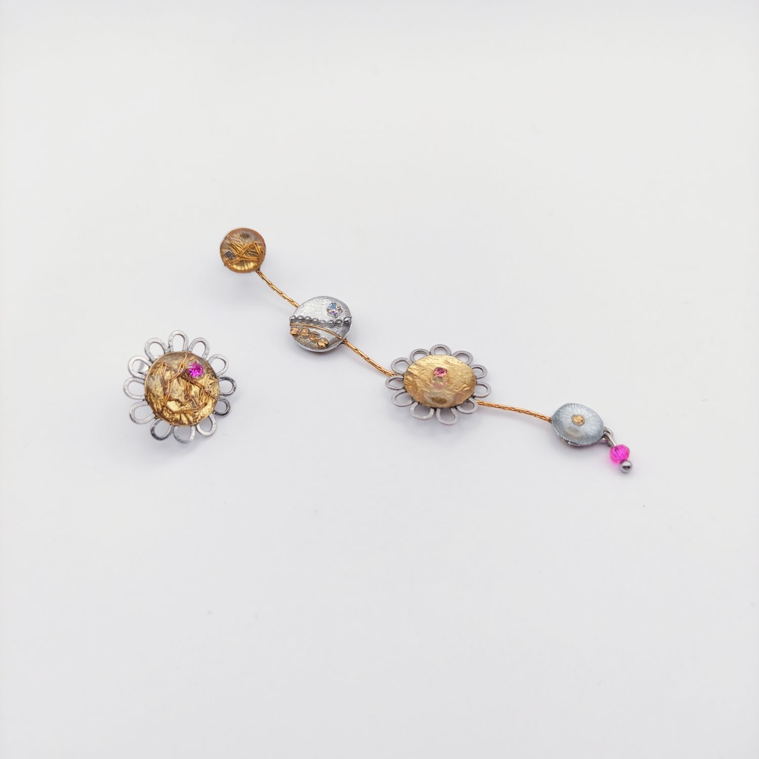 Irregular Earrings with Flowers