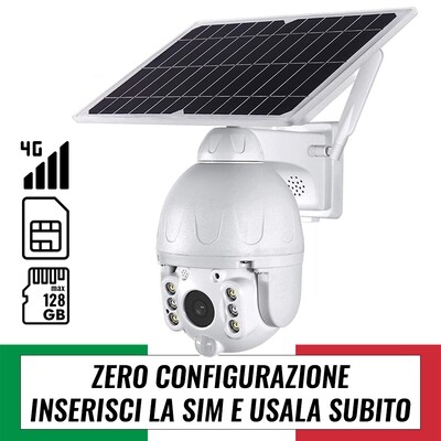Videocamera sicurezza con SIM 4G Pannello Solare Registrazione Continua su SD + [Colore NERO]