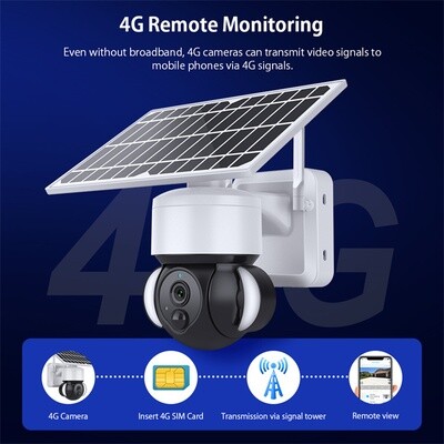 Telecamera di Sorveglianza SIM 4G Pannello Solare Registrazione Continua su SD