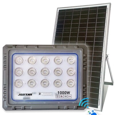 Faro Solare Jortan 1000W 810 Led con Pannello 45W Luce Potente Lunga Durata della Batteria con Telecomando